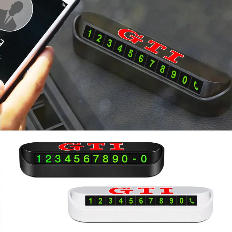 

Car Temporary Parking Card Phone Number Card Plate Emblem For Volkswagen GTI Passat B5 B6 B7 T4 T5 Golf 4 5 6 Tiguan Jetta Gol