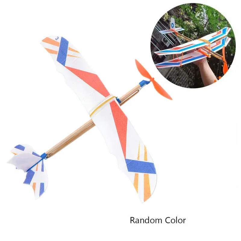 

DIY Hand Throw Flying Glider Planes Elastic Rubber Band Powered Flying Plane Airplane Glider Assembly Model Toys for Children