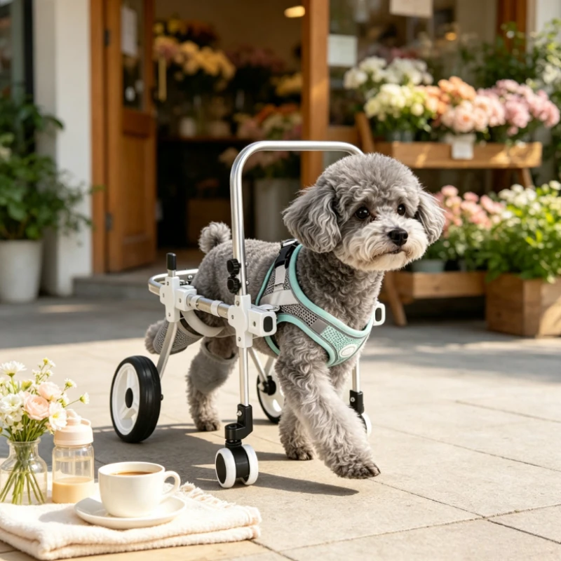 Upgraded Foldable Dog Wheelchair for Hind Legs Adjustable Telescopic Pet Mobility Cart Rear Leg Support Walker for Disabled Pets