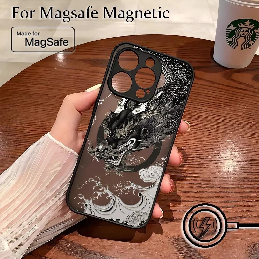 Fashion Chinese Dragon Phone Case For Samsung Galaxy S25 S24 S23 S22 S21 S20 FE Plus Ultra 5G Matte Magnetic Back Cover
