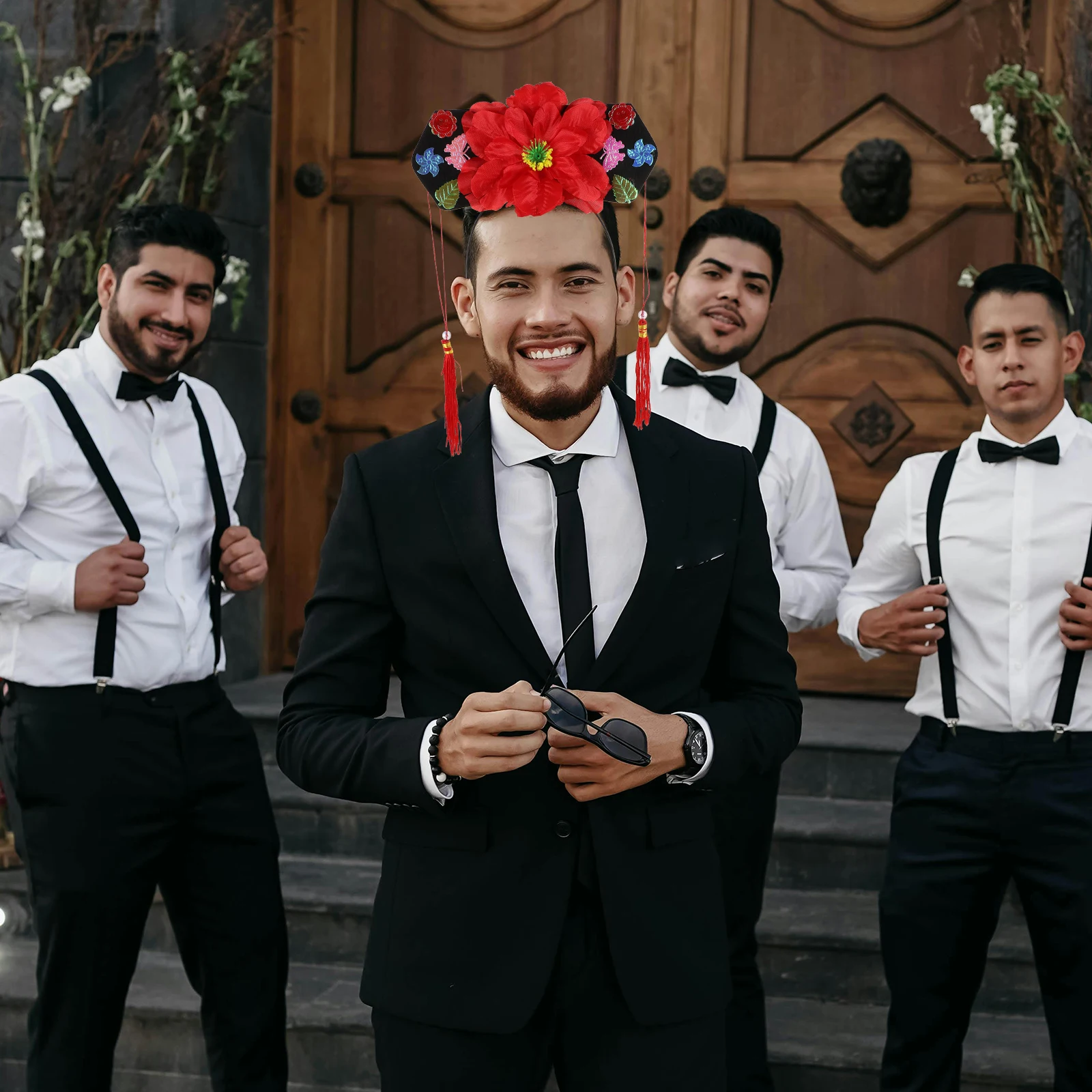 

2Pcs Chinese Style Headband Bright Color Decorative Hairband Lightweight Breathable Party Wedding Unique Tassel Headdress