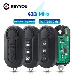 KEYYOU Remote Car Key 3 Button for FIAT GRANDE PUNTO 500 BRAVO DUCATO PANDA Marelli / Delphi BSI System 433MHz ID46