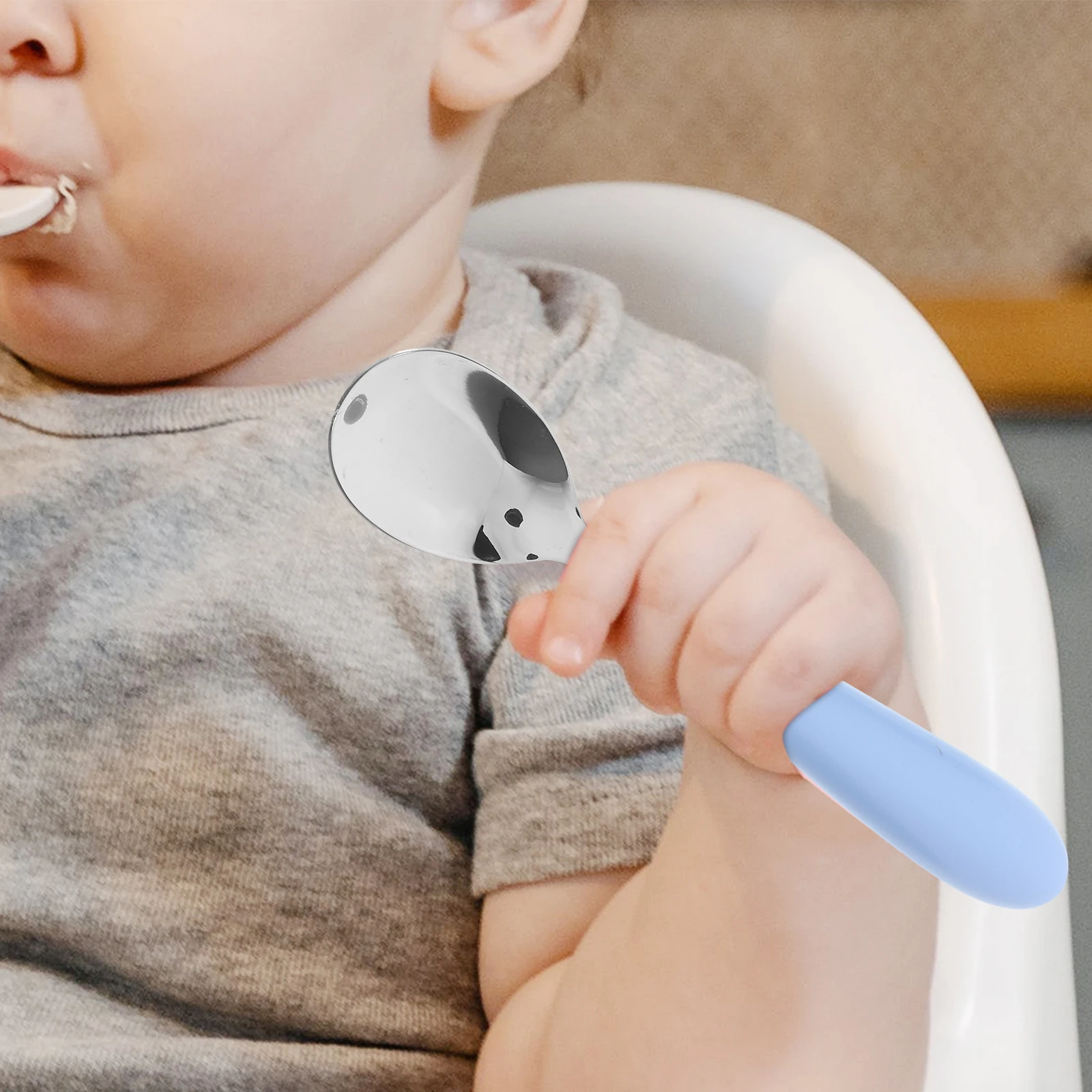 

1Set Stainless Steel Utensils Spoon Fork Plastic Handle Spoon Fork for Utensils