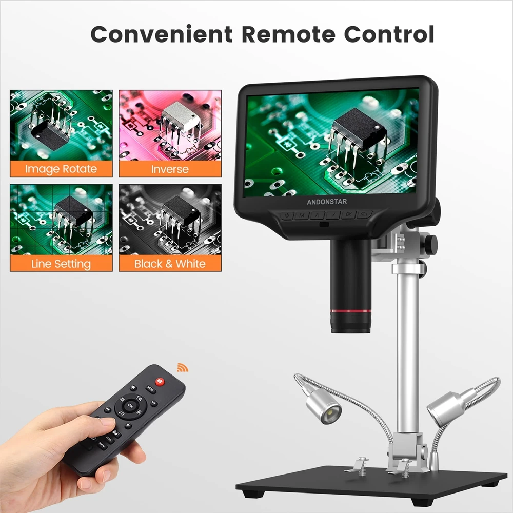 Imagem -03 - Microscópio Digital Andonstar Hdmi Ferramentas Profissionais de Solda Pcb e Smd Atualizado 125 no Suporte de Metal Ad407 Pro Polegadas 270x