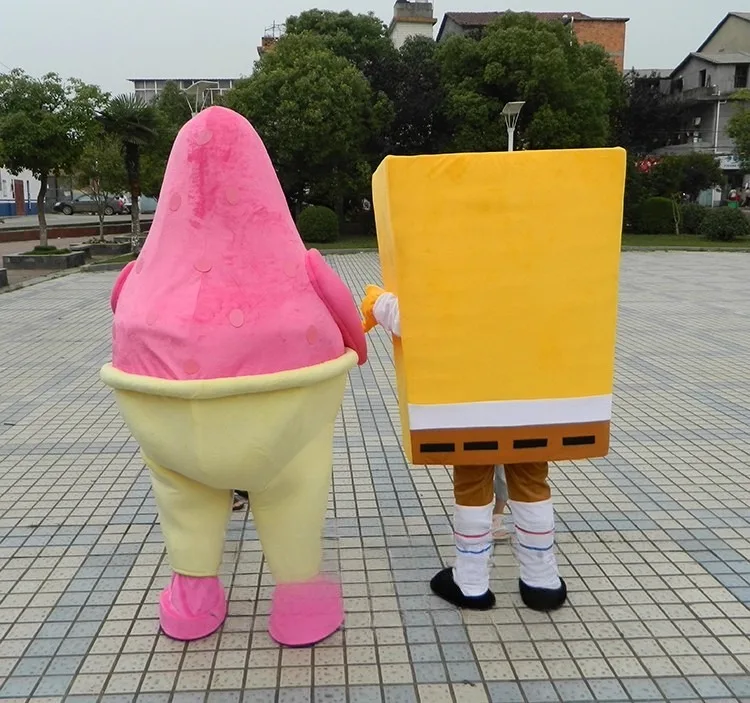 Gelbes Spongebob-Maskottchen-Kostüm Anime Marine Patrick Cartoon Werbekostüm Faschingsparty Tier-Performance Cosplay-Kleid