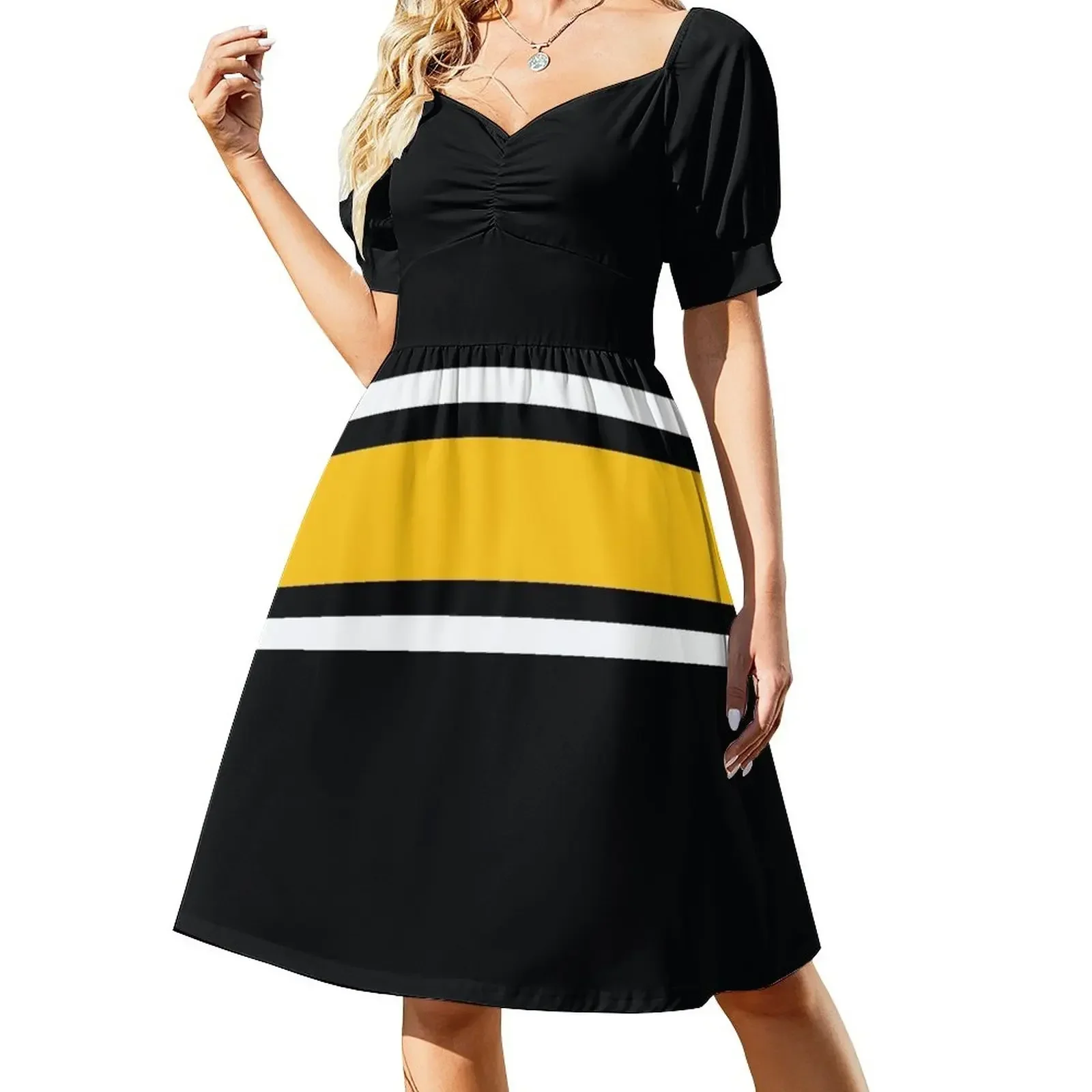 

Black, White, & Yellow Power Stripe Sleeveless Dress Clothing long dress women summer women's evening dresses 2025 Dress