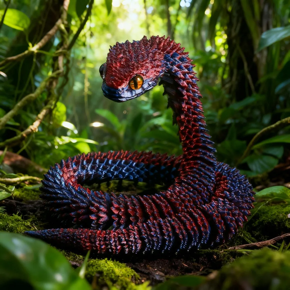 Kids Toys 30cm/40cm Luminous 3D Printed Cobra Snake Decoration Animals Desk Accessories Room Decor Office Table Ornament