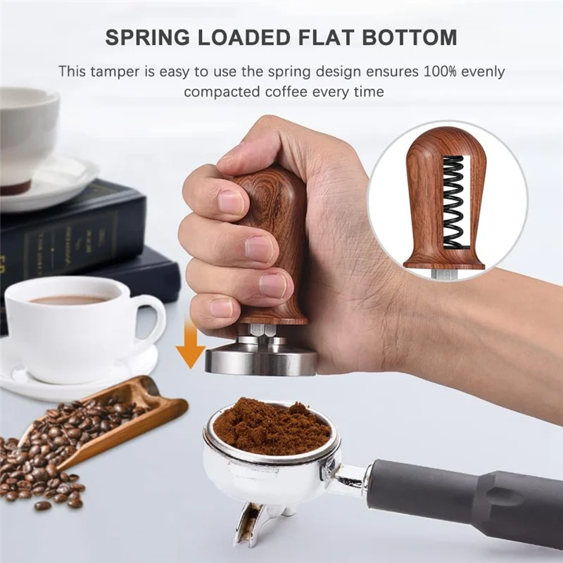 

58Mm Espresso Tamper And Stirrer Set Coffee Calibrated Tamper Wooden Handle Press And WDT Tool Accessories