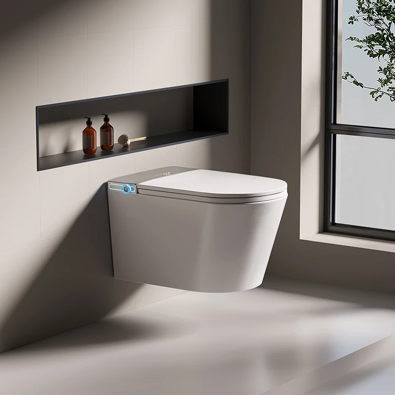 S031 Smart White Intelligent Toilet New Design Ceramic Automatic WC with Warm Heating Elongated Bowl P-Trap Drainage Pattern