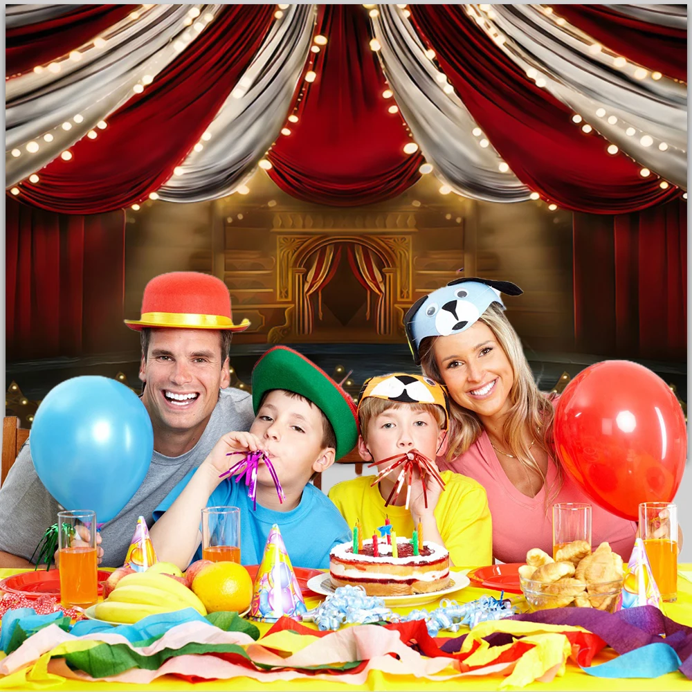 Telón de fondo de circo para fotografía, fiesta de cumpleaños, Baby Shower, globo, elefante, circo, Carnaval, retrato para niños