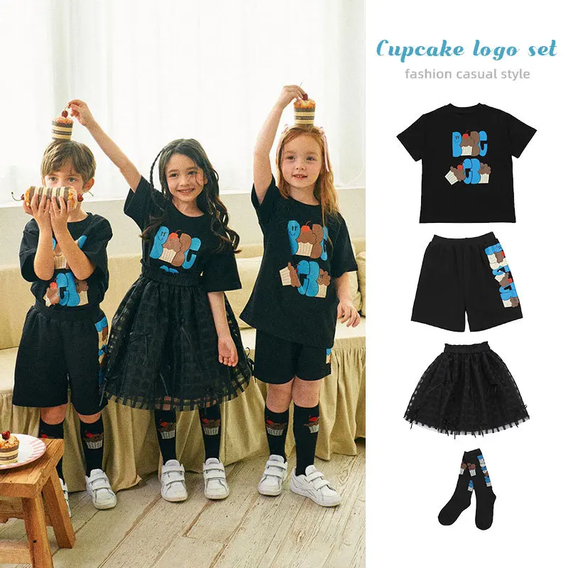 

2024 spring/summer new South Korean Kids Boys Girls cute T-shirt Shorts shirt dress shorts casual Children Clothes