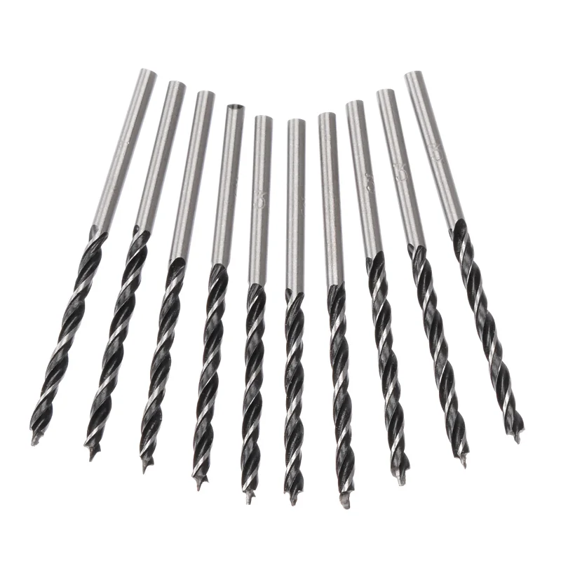 10Pcs High-Speed Drill Bit High Strength Twist Drilling Bit Wood Drills Hole Opening Tool Set 3mm for Woodworking Carpentry Tool