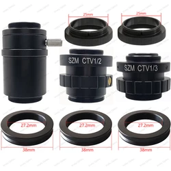 SZM CTV 1/2 1/3 1X CCD Adapter 0.3X 0.5X 1X C mount Lens For Zoom Trinocular Stereo Microscope HDMI VGA USB Camera