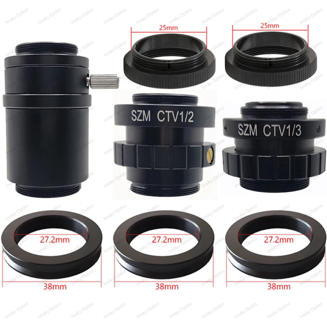 SZM CTV 1/2 1/3 1X Adapter CCD 0.3X 0.5X 1X Obiektyw z mocowaniem C do zoomu Trójokularowy mikroskop stereoskopowy HDMI VGA Kamera USB