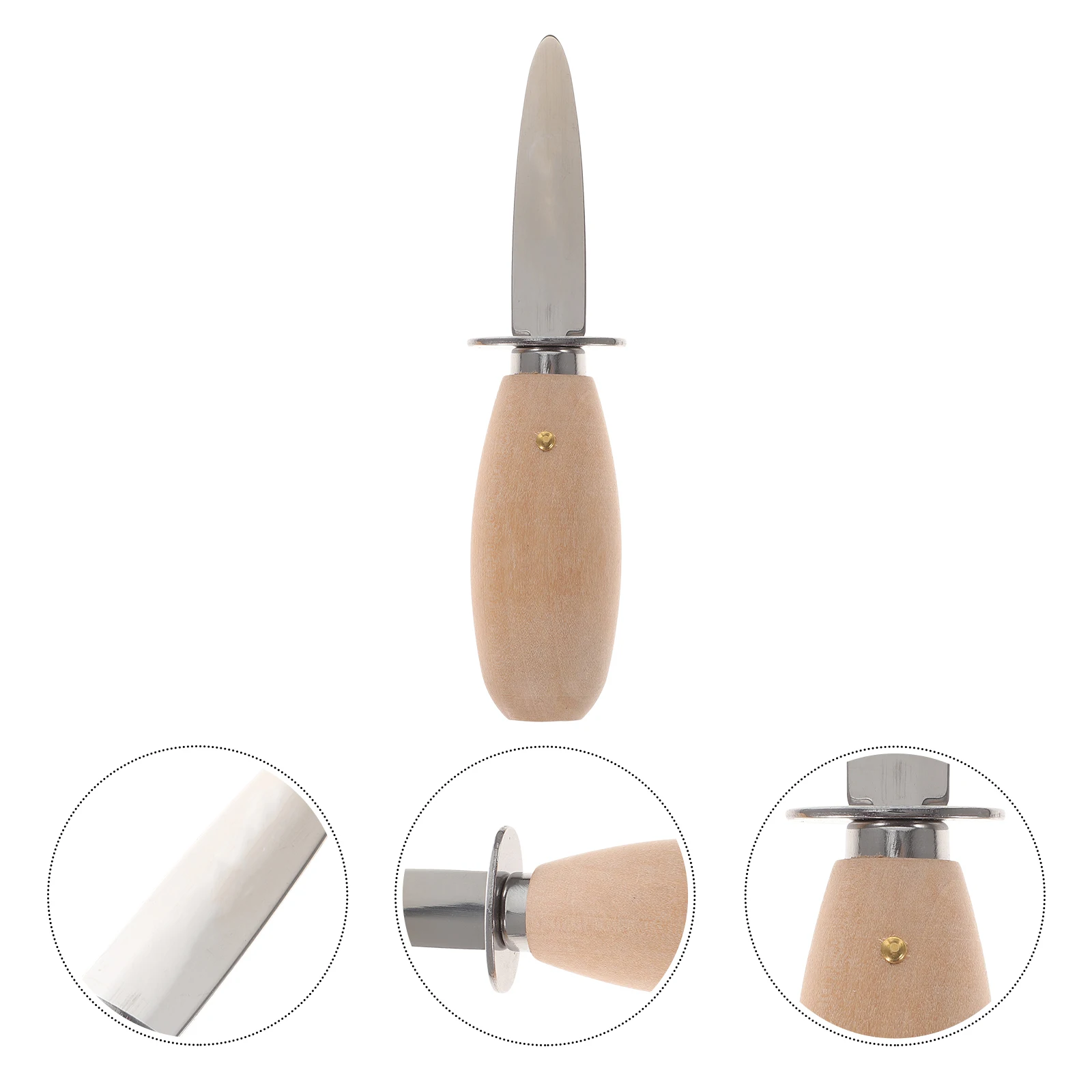 

Нож-шусалка из нержавеющей стали с деревянной ручкой, открывалка для моллюсков, инструмент для морепродуктов, небольшой размер, безопасная ручка, дизайн молюсков, кухонный бар