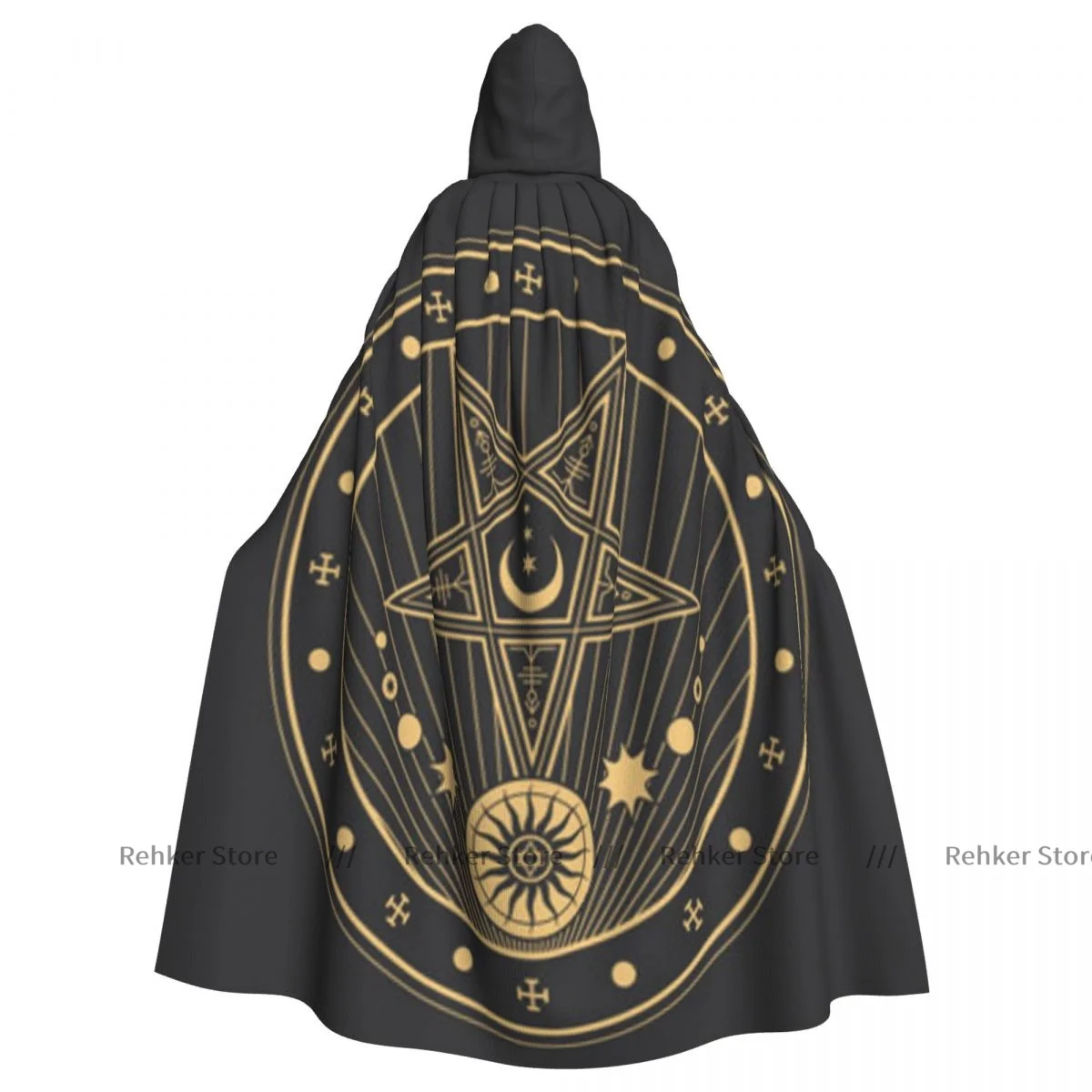 Cosplay Medieval Costumes Pentagram Esoteric Circle Hooded Cloak Capes Long Robes Jackets Coat Carnival