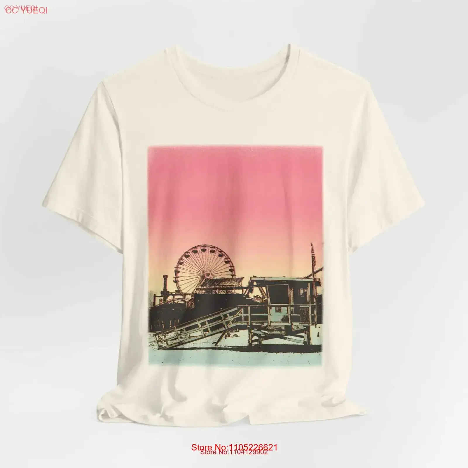 Santa Monica Beach T Shirt California Unique for her Vintage Style Lover vintage Washed Unisex Stylish homme streetwear