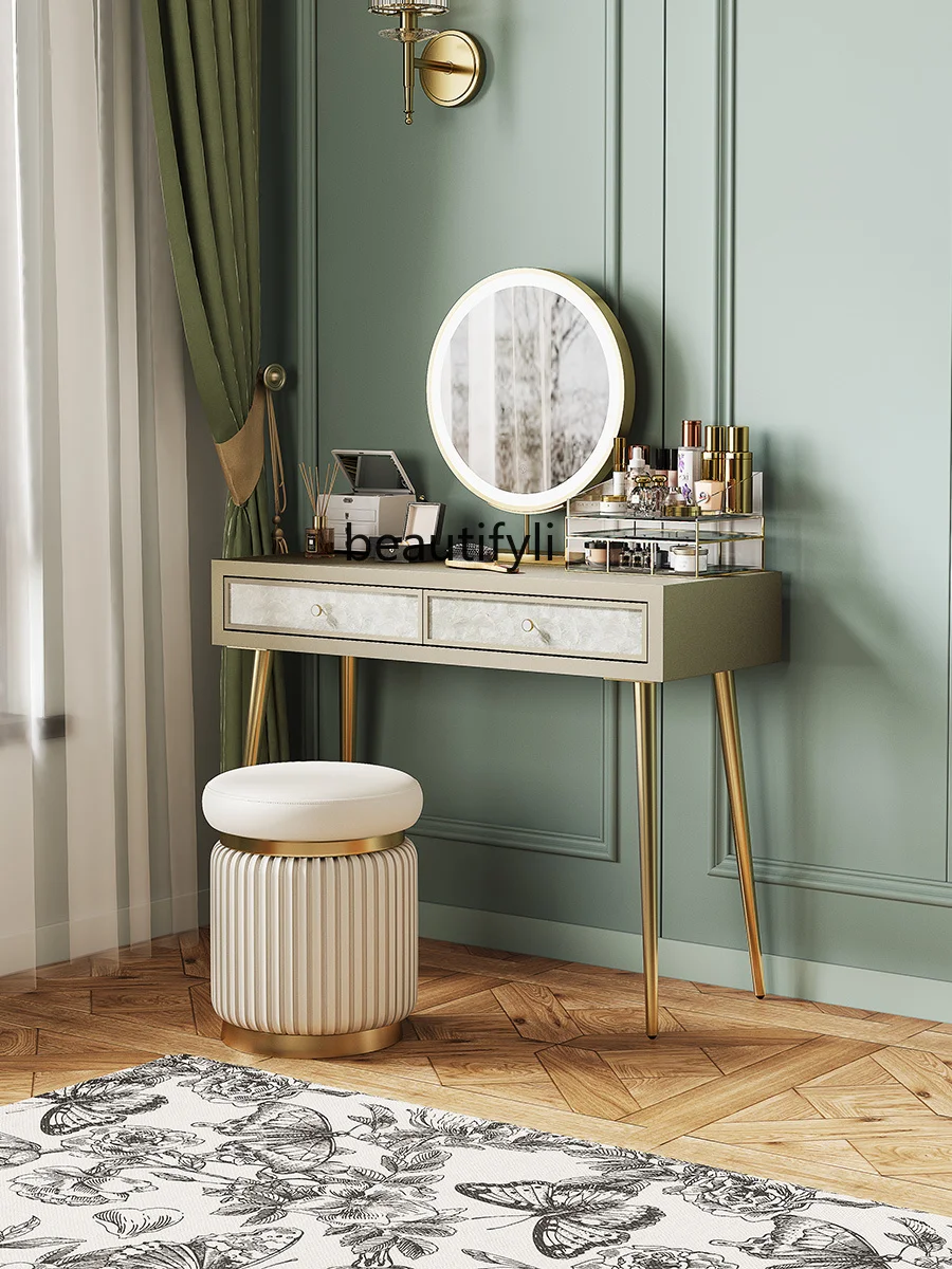 Light Luxury Dressing Table Cream Style Bedroom Bedside Cosmetic Cabinet Integrated Makeup Table Dresser