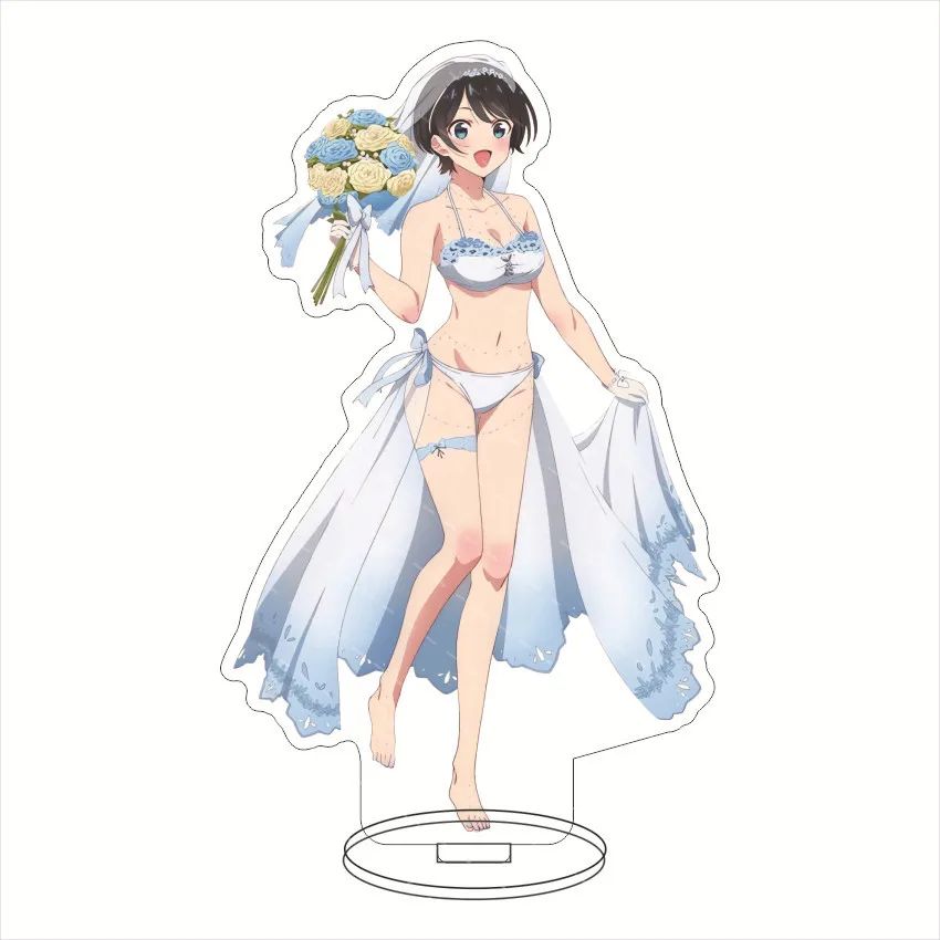 Popular Anime Rent A Girlfriend Swimsuit Wedding Dress 15cm Acrylic Standing Sign Desktop Ornament Friends Christmas Gifts