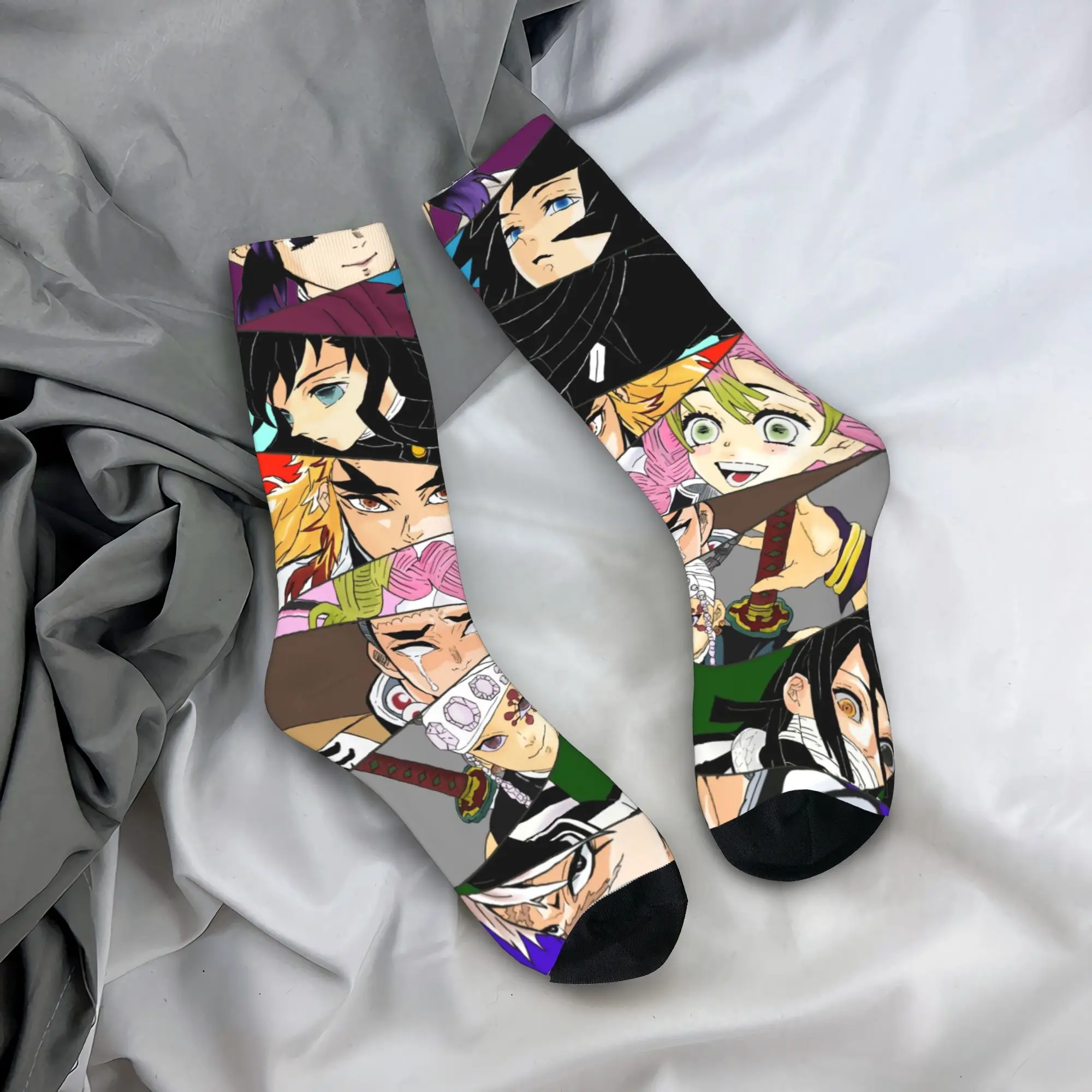 Fashion Male Men Socks Harajuku Demons Slayers Anime Sock Polyester  Sport Women Socks Spring Summer Autumn Winter
