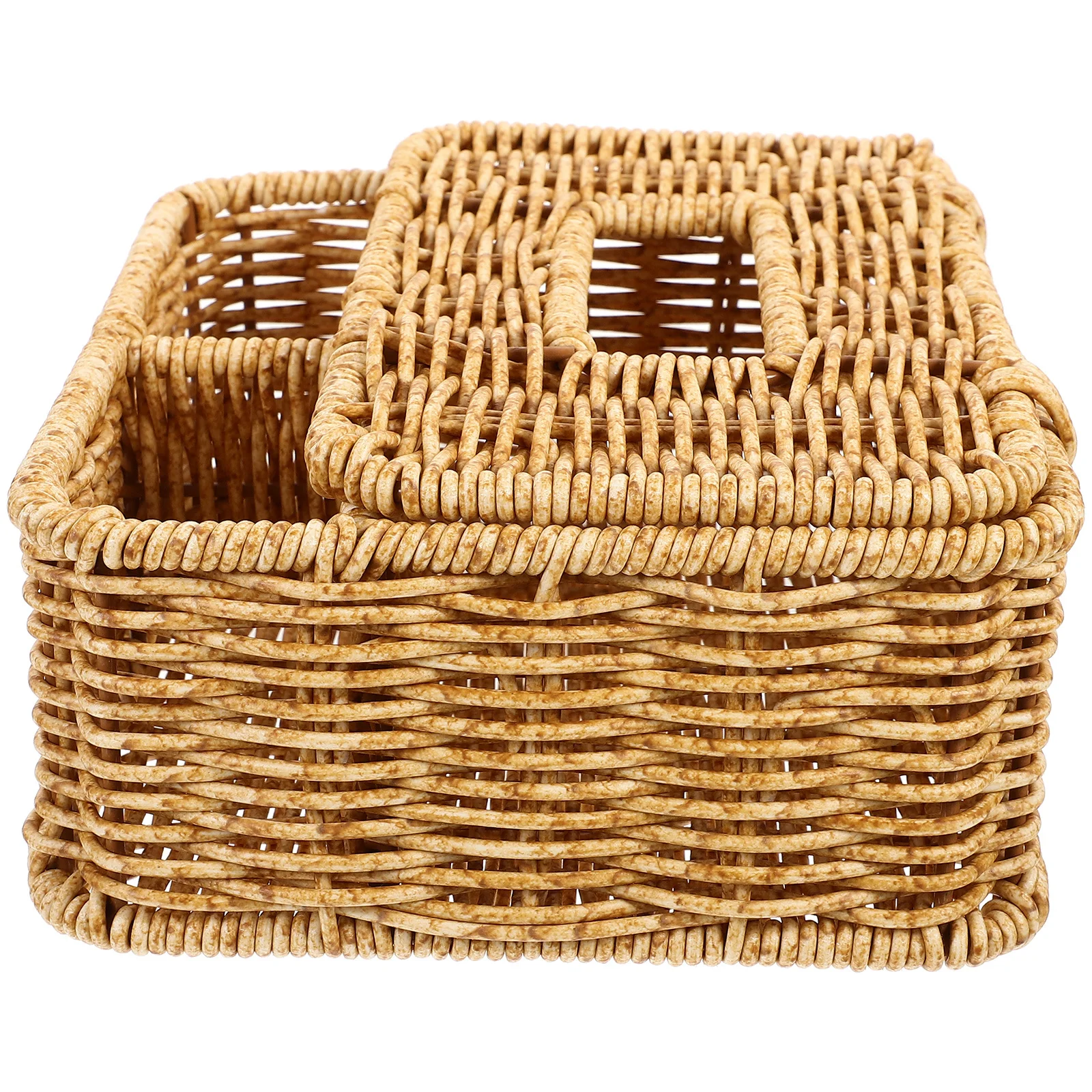 

Tissue Box Cover Square Woven Multi-Function Desktop Organizer for Home Office Bathroom Living Room Decor Tissue Paper Box