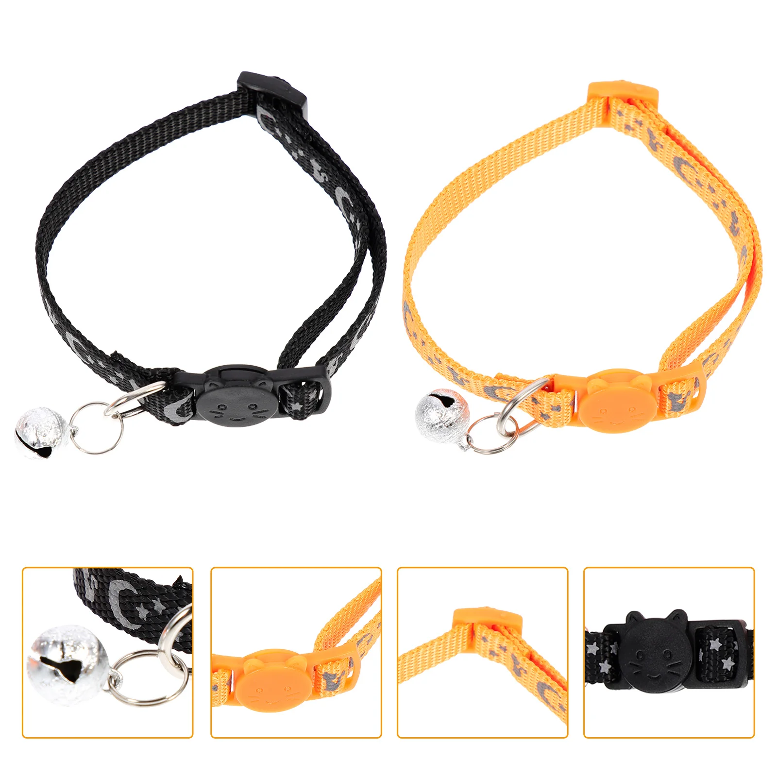 2Pcs Nylon Cat Collars Wear-resist Cat Collar Cat Collar with Bell Breakaway Cat Collars
