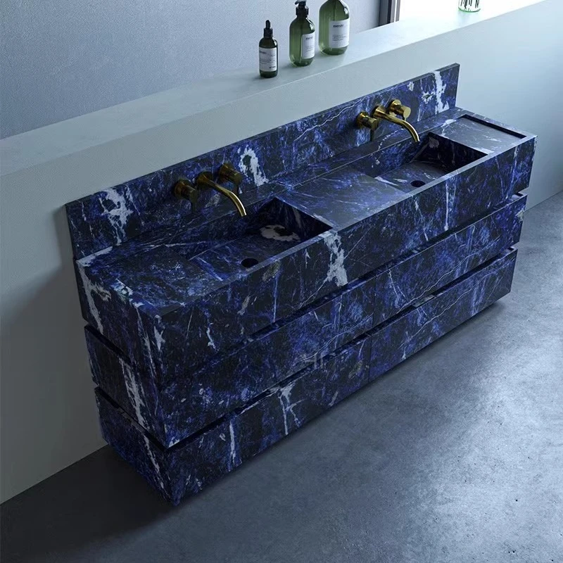 Natural Marble Luxury Stone Wash Basin Hand Wash Basin Wash Table with Drawers Integrated Bathroom