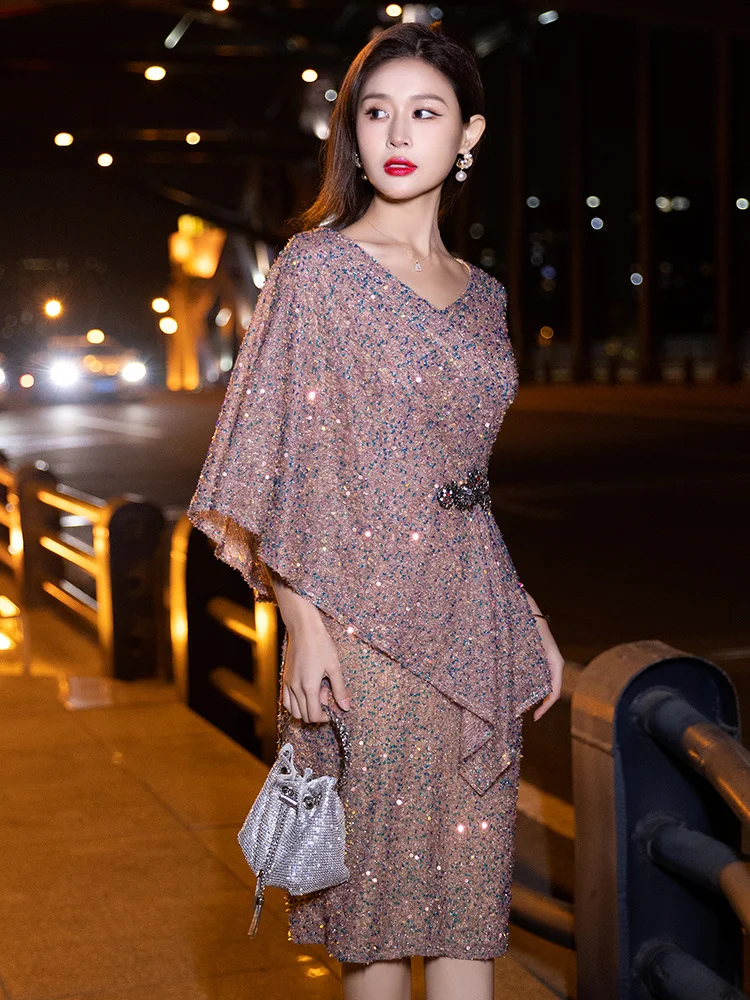 

Small evening dress Women can wear a banquet annual meeting light luxury small celebrity high-end temperament slim dress