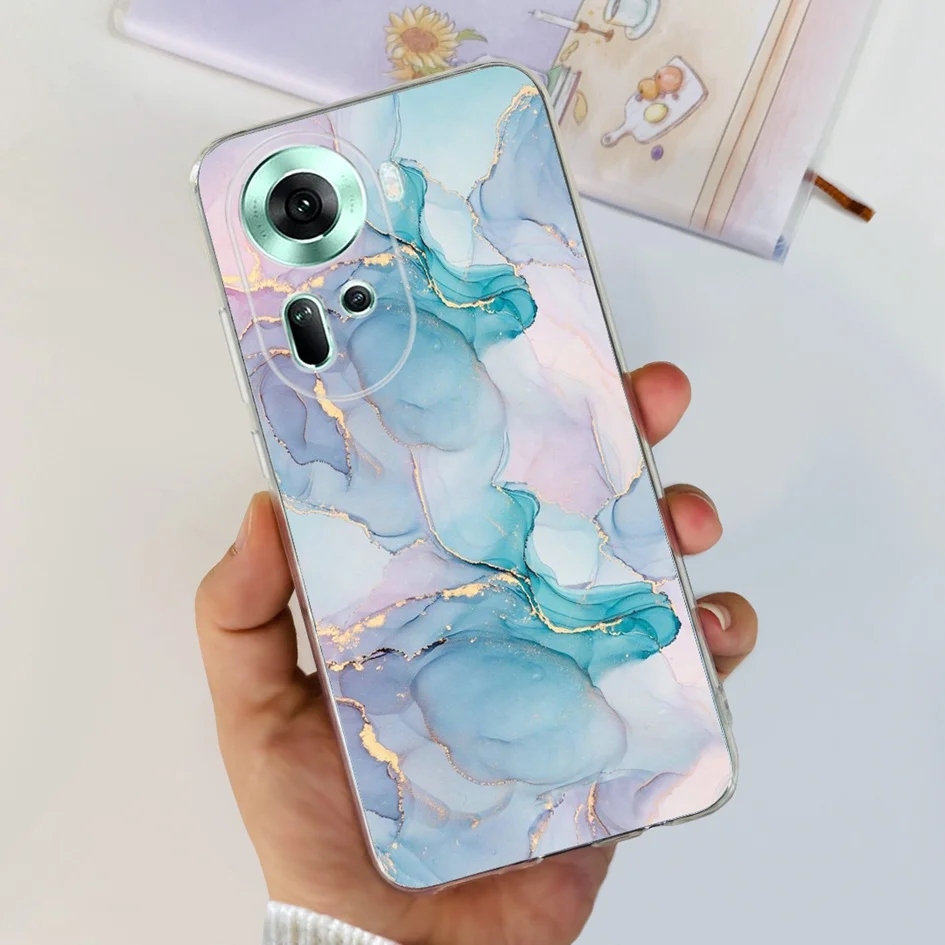 For OPPO Reno 11 2024 Case New Fashion Flower Transparent Silicone Soft Cover For OPPO Reno11 CPH2599 Funda Reno 11 Pro 5G Coque