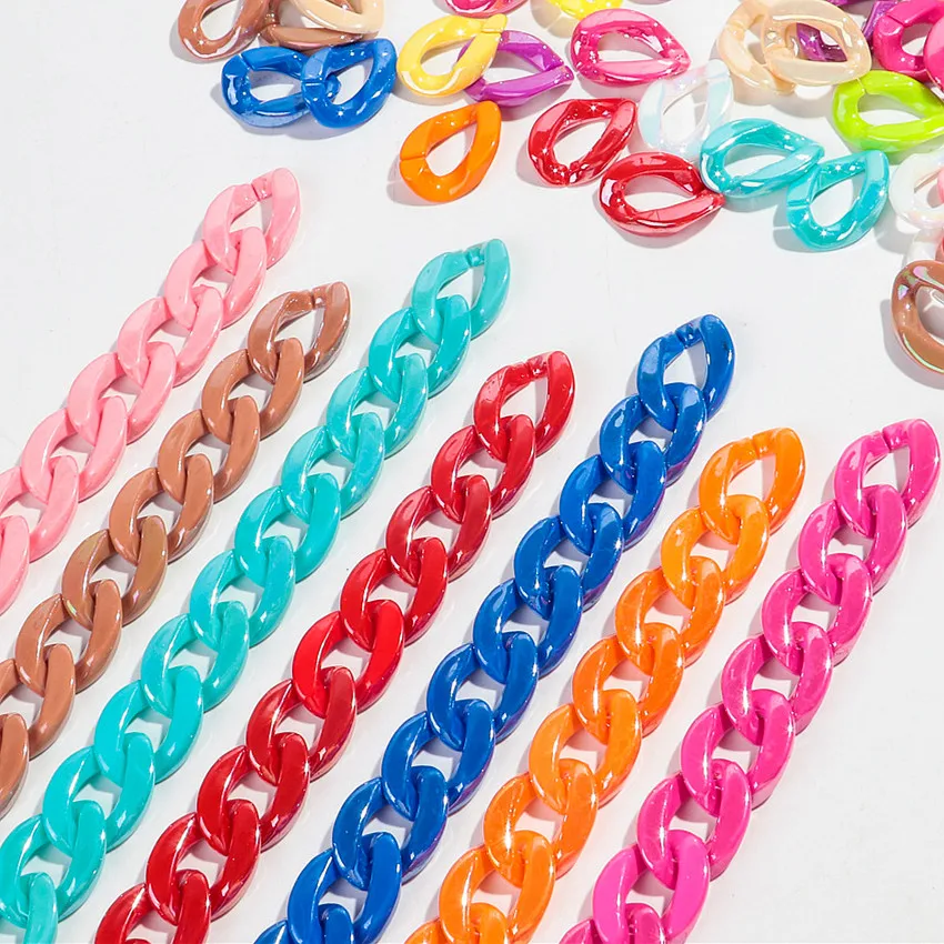 سلسلة ربط مربعة أكريليك قزحي الألوان ، حبة فضفاضة للقلادة ، صناعة سلسلة النظارات ، إكسسوارات مجوهرات تصنعها بنفسك ، 17x22 ، 40 #1