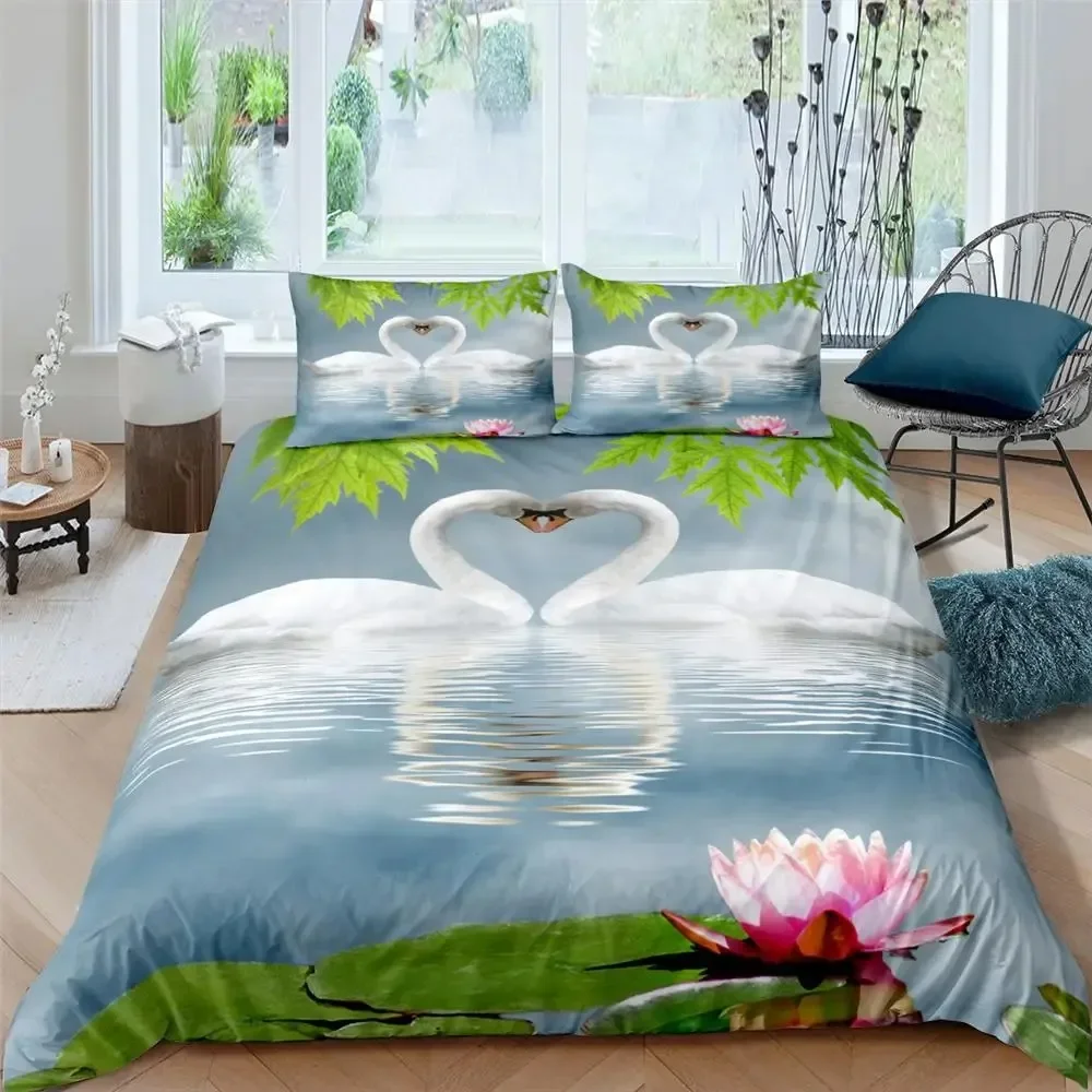 

Комплект постельного белья «Лебедь»: пододеяльник «Черное озеро лебедей», микрофибра, размер Twin, для детей и подростков, размер King, 23 предмета, пододеяльник для одеяла