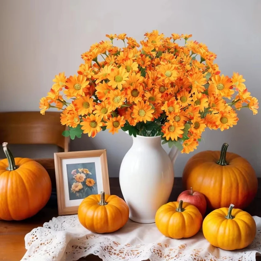 

Artificial Flowers Silk Daisy Bouquets Festival Decoration Home Vase Table Wedding Bridal Bouquet Garden Diy Gift Accessories