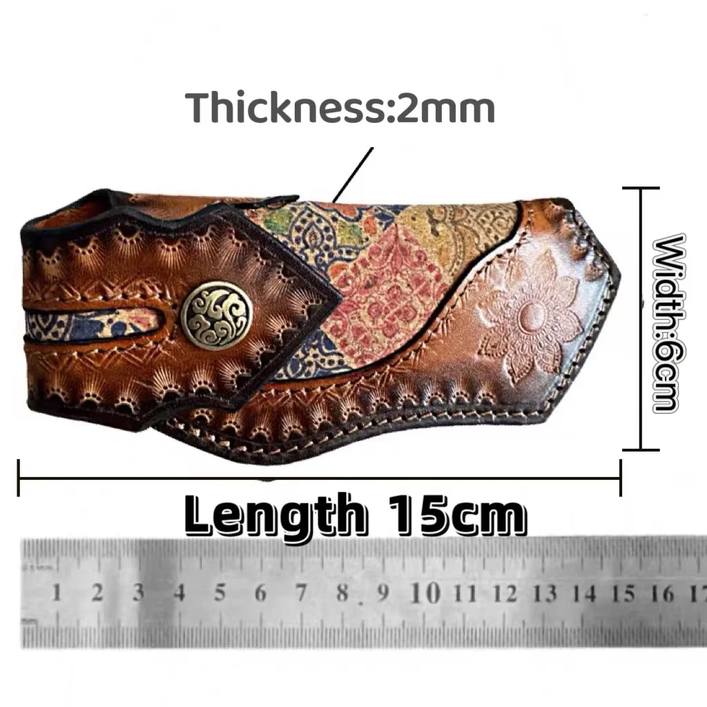 Handmade Knife Sheath, Leather Knife Holder Portable Knife Cover with Belt Loop /Hand Tooled Carving/Pocket Knife Sheath