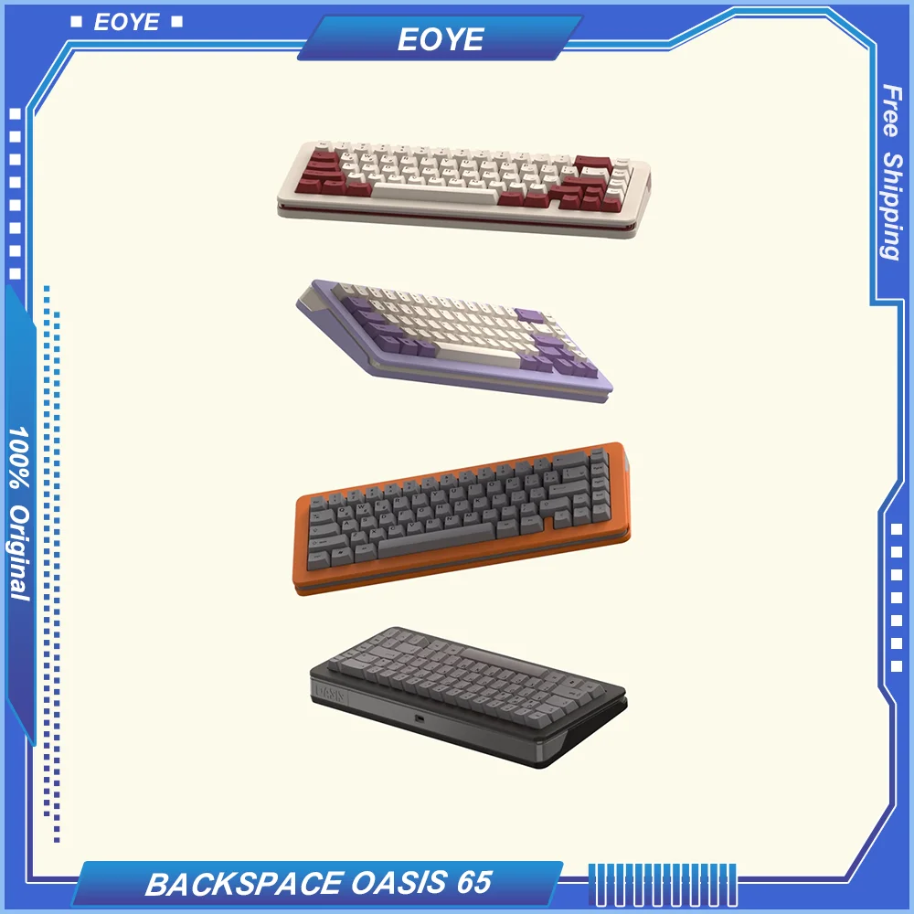 BACKSPACE OASIS 65 Customized Mechanical Keyboard Tri-Mode Hot Swap Gasket Lower Light RGB 67Keys Layout 60% Wireless Bluetooth