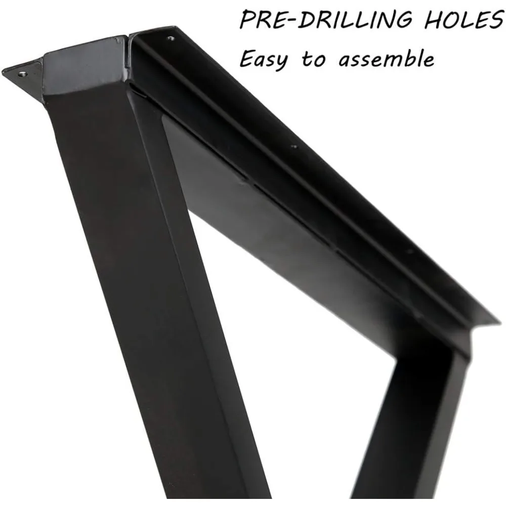 헤비 듀티 산업용 금속 책상 다리 2개 세트, X자형 28인치 높이, 검정색, 견고한 테이블 지지대용