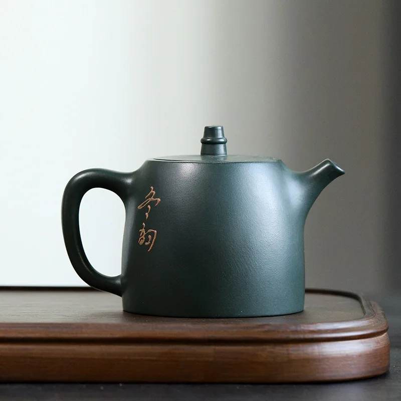 Wholesale Yixing Original Ore Dark Green Purple Clay Teapot Purely Hand-Painted Winter Charm Handmade Tea Pot For Home Use