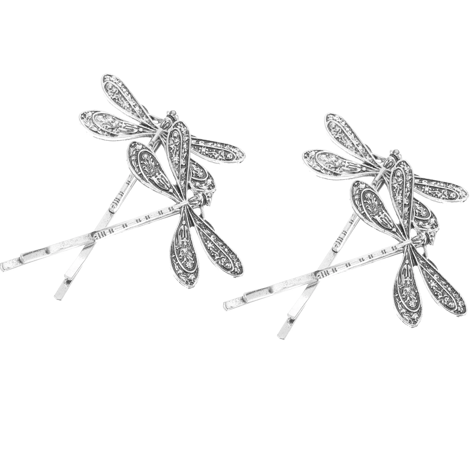 

4 Pcs Clip Dragonfly Hair Barrette Rhinestone Bobby Pins French Accessory Alloy Vintage Hairpin Girl