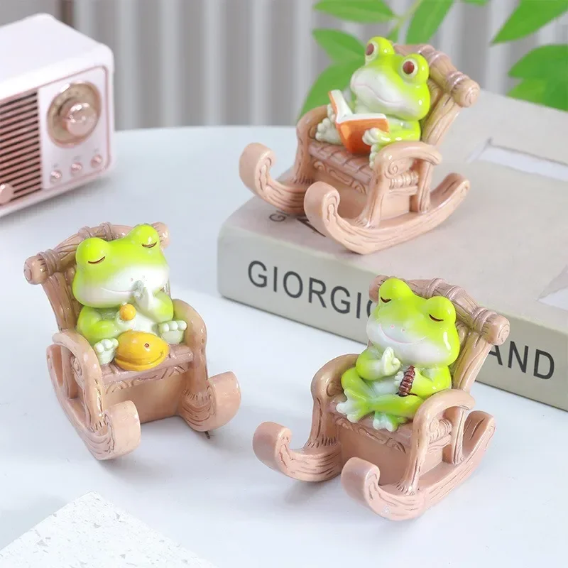 Car Phone Holder Car Center Console Decoration Crafts Fashionable Toy Rocking Chair  Cute Cartoon Frog Lazy Person's Phone Stand