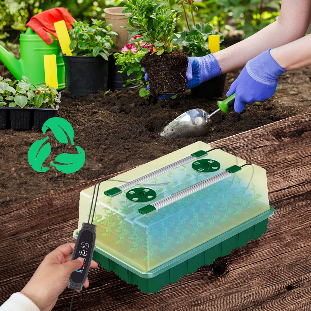 New Seed Starter Trays with High Dome Germination Box Kit-40/80 Cells 2/4 LED Grow Lights Smart Timer & 3 Modes for Home Garden
