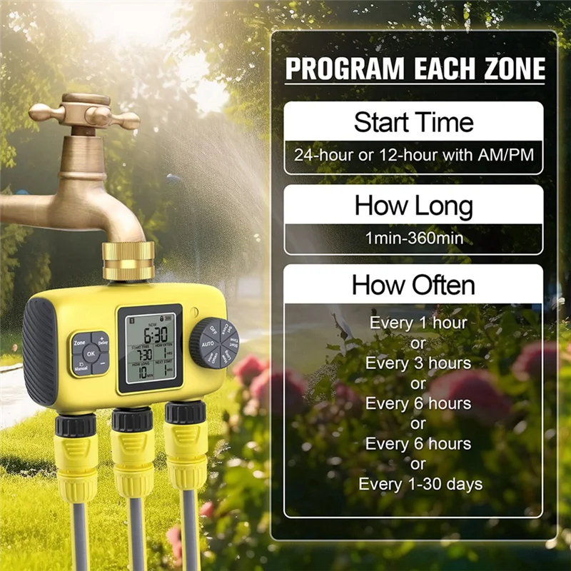 

ALIM-3-Way Smart Watering Controller Automatic Watering Irrigation Timer Foroutdoor Garden Lawn Greenhouse Plants