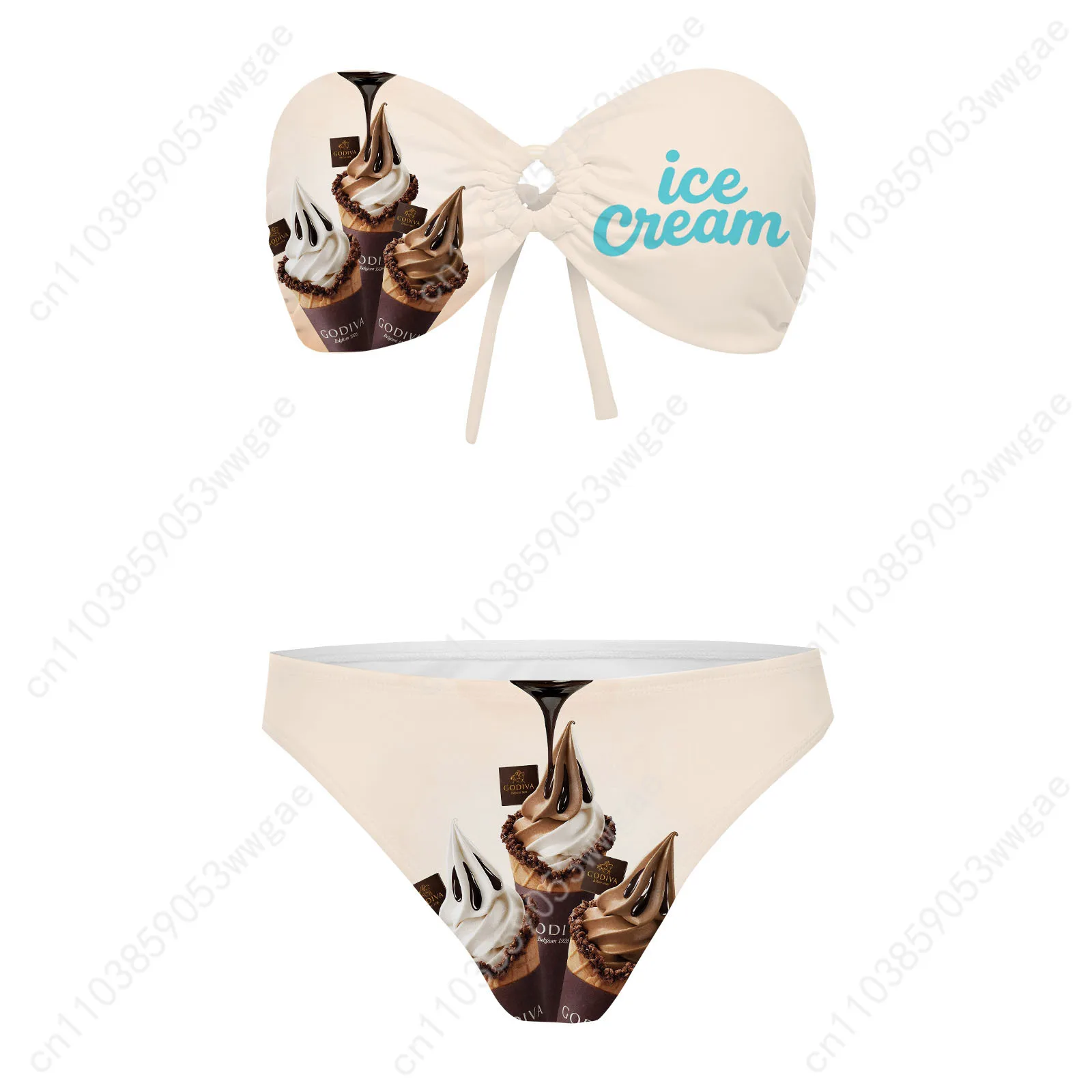 Ice Cream Strapless Swimsuit Womens Bathing Suit Personalized Fashion Swimwear Pool Party Beach Sexy Bikini Customized Beachwear