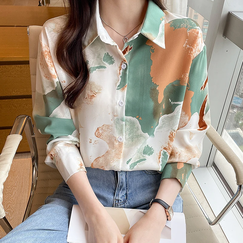 New chic ladies shirts Fashion printing women blouses 2022 Spring autumn causal Long sleeve blouses mujer blusas