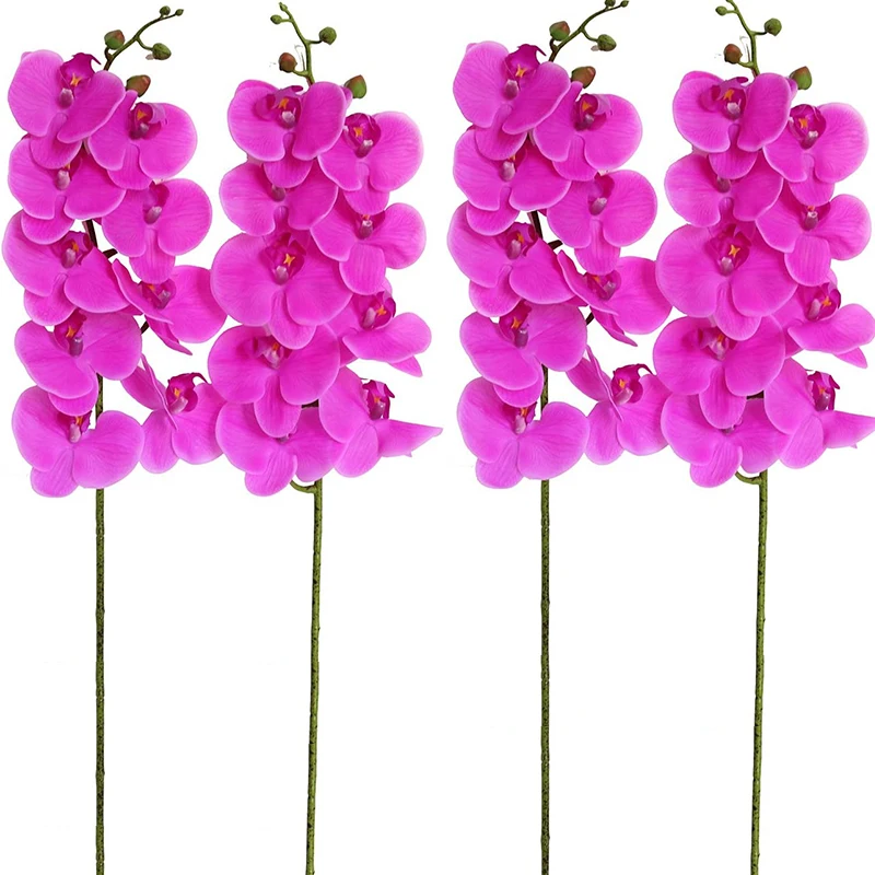 9 cabeça borboleta orquídea artificial phalaenopsis flores 38 "bige látex orquídea buquê diy para festa de casamento decoração de casa