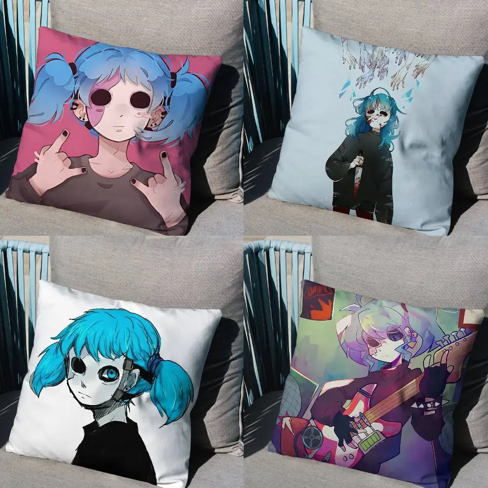 Art Sal Fisher blue Sally Face Pillow Case Sofa Living Room Bedroom Headboard Backrest Cushion Square Cushion Nap Time