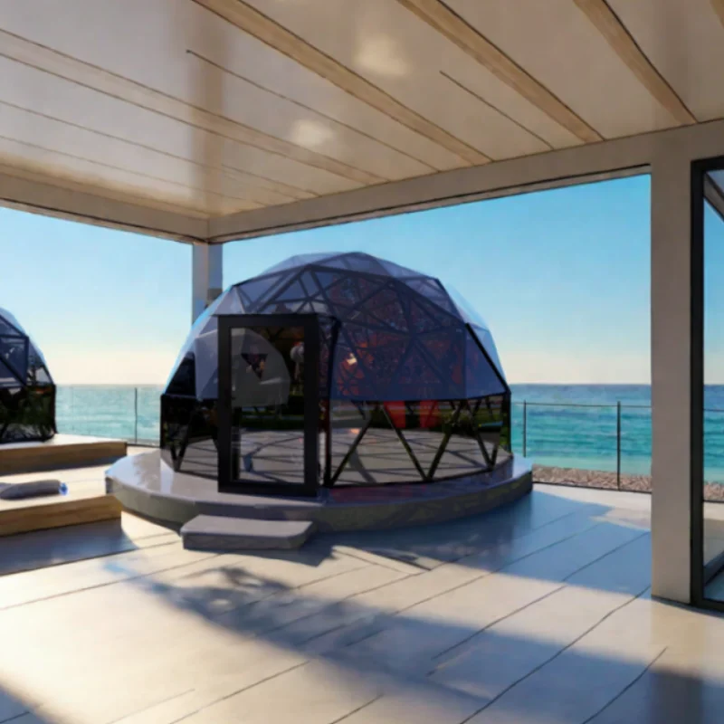 

Outdoor Glass Igloo Dome House With Aluminum Frame And Glass Cover for Restaurant and Luxury Glamping Hotel