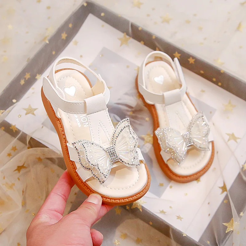 сандалии для девочек Summer Girls Shoes New Cute Children Butterfly Sandals Soft Soled Open-toe Fashion Versatile Princess Shoes