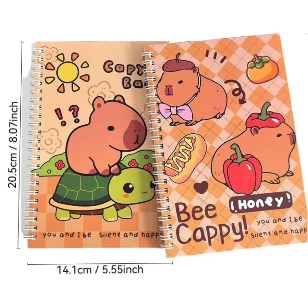 Caderno Capybara Criativo, Papel A5, Página em Branco Interna Espessada, Bloco de Notas do Estudante, Anime Bonito Material Escolar, 4Pcs