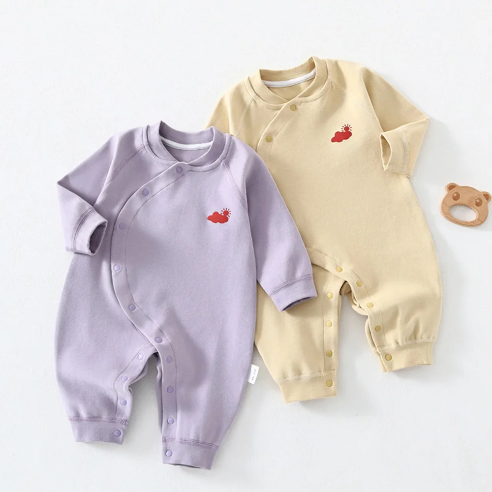 Newborn Baby Boy Clothes Solid Color Cotton Spring Fall Winter Baby Girl Romper Long Sleeve First Christmas Unisex Baby Jumpsuit