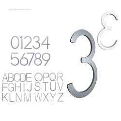 3Inch/7.6cm Silver Stainless Steel House Number Self Adhesive Numbers Address Sign #0-9 Letters A-Z Letter Modern Door Plates