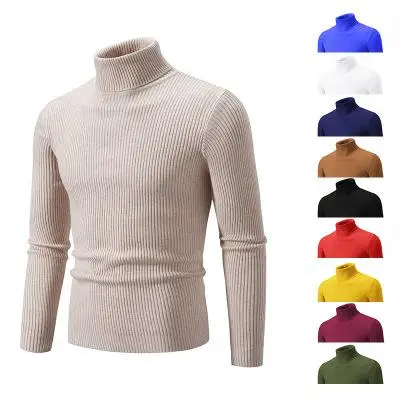 

Men's High Ne Knitted Sweater Jaet Casual Breathable Long Sve Polyester Fiber Young Men's Faion Simple Sle